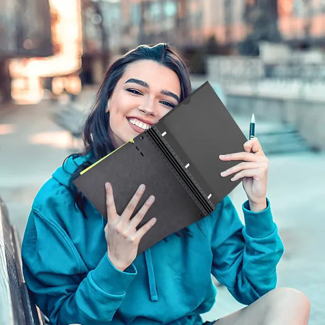 Alt view image 7 of 7 - 1.5 Inch Telescoping 3 Ring Binder - 6PCS, Flexible Round Binder with Customizable Front Cover and Clear Catalog Pocket, 1.5Inch Rings, BlackPerfect for School, Office & Home