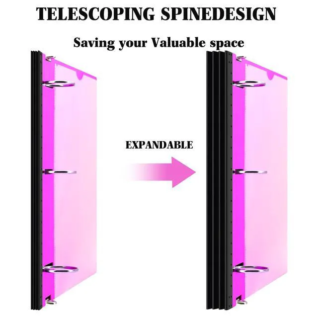 Alt view image 2 of 7 - 1.5 Inch Telescoping 3 Ring Binder - 6PCS, Flexible Round Binder with Customizable Front Cover and Clear Catalog Pocket, 1.5Inch Rings, Perfect for School, Office & Home