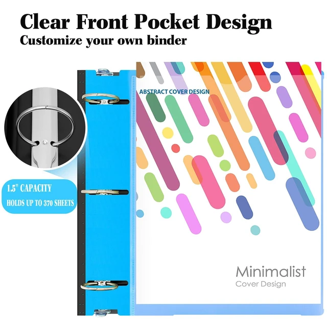 Alt view image 5 of 7 - 1.5 Inch Telescoping 3 Ring Binder - 6PCS, Flexible Round Binder with Customizable Front Cover and Clear Catalog Pocket, 1.5Inch Rings, Perfect for School, Office & Home