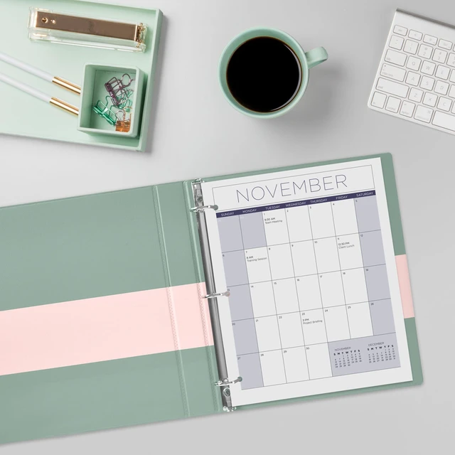 Alt view image 6 of 7 - ® Two-Tone 3 Ring Binder, 1.5" Slant Rings, 1 Blush/Sage Binder For School, Home and Office Organization, Customizable Clear Overlays, DuraHinge Tear-Resistant Spine, DuraEdge Sides