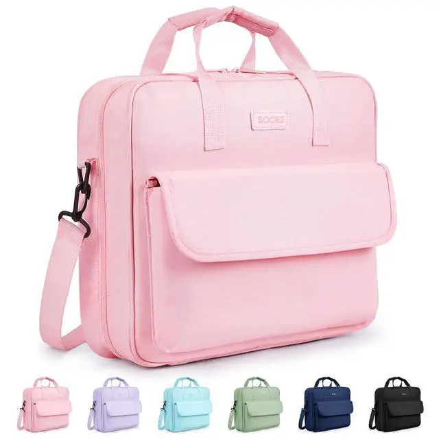 Main image of Zipper Binder Bag, 3 Inch 3 Ring Binder with D-Ring, Holds 900 Sheets Cute School Binder with Shoulder Strap & Handle, Multi-Pocket Organizer for Middle School College Office Supplies, Pink