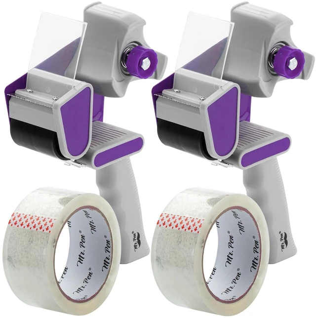 Main image of Heavy Duty Packing Tape Dispenser Gun, 2 Inch 2 Pack with 2 Clear Tape Rolls, Handheld Tape Gun for Moving, Shipping, Sealing Boxes & Packaging