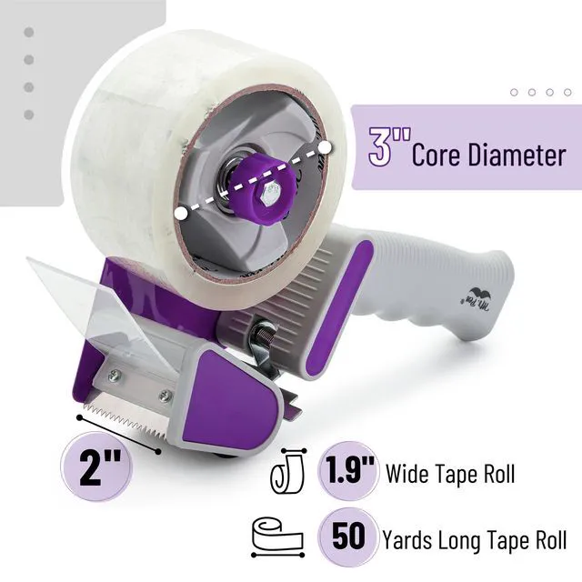 Alt view image 3 of 7 - Heavy Duty Packing Tape Dispenser Gun, 2 Inch 2 Pack with 2 Clear Tape Rolls, Handheld Tape Gun for Moving, Shipping, Sealing Boxes & Packaging