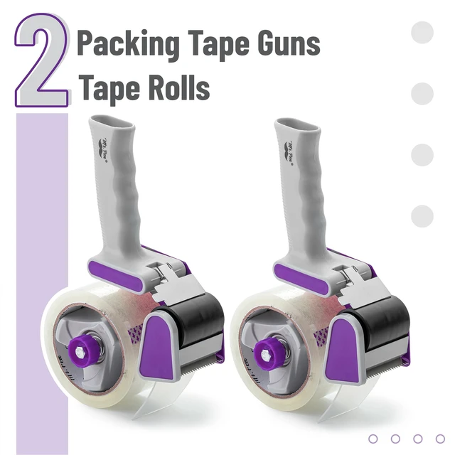 Alt view image 2 of 7 - Heavy Duty Packing Tape Dispenser Gun, 2 Inch 2 Pack with 2 Clear Tape Rolls, Handheld Tape Gun for Moving, Shipping, Sealing Boxes & Packaging