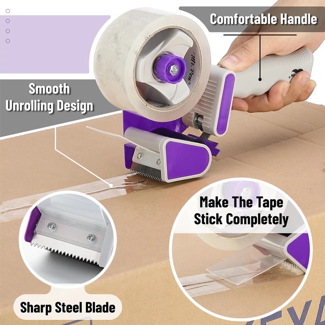 Alt view image 4 of 7 - Heavy Duty Packing Tape Dispenser Gun, 2 Inch 2 Pack with 2 Clear Tape Rolls, Handheld Tape Gun for Moving, Shipping, Sealing Boxes & Packaging