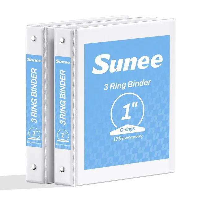 Main image of 3 Ring Binder 1 Inch 2 Pack, Clear View Three Ring PVC-Free (Fit 8.5x11 Inches) for School or Office Supplies, White