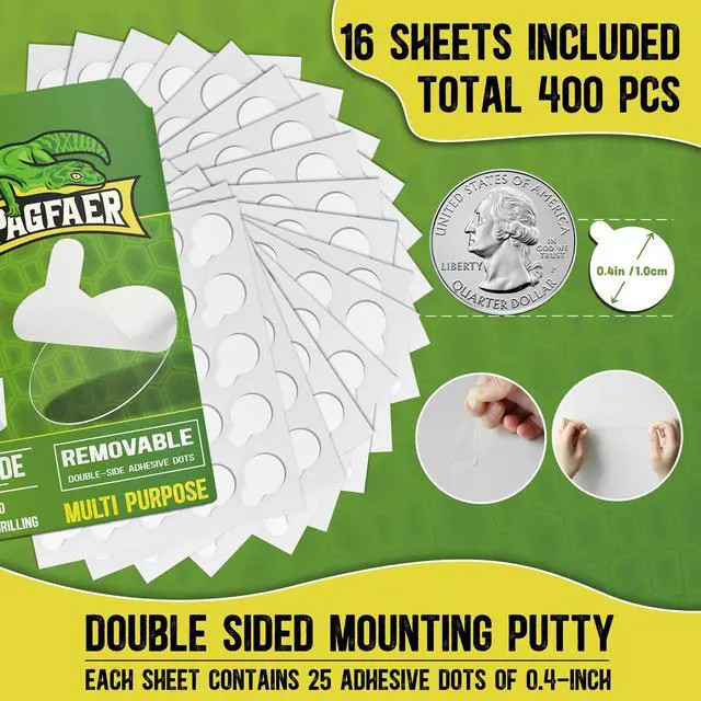 Alt view image 2 of 7 - Sticky Dots, 400PCS Glue Points Dots Double Sided for Smooth Wall, Posters, Balloons - 0.4" Removable Clear Sticky Dots, No Residue Museum Putty for Home & Party & Crafts Use