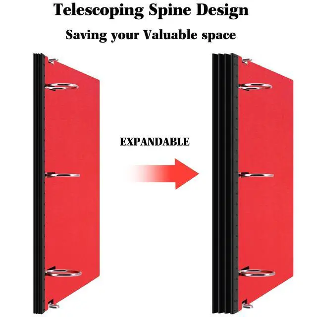 Alt view image 2 of 7 - 1.5 Inch Telescoping 3 Ring Binder, 6 Pack Portable Plastic Binder with Telescoping Spine, Holds 8.5" x 11" Paper, Assorted ColorsPerfect for School, Office & Home