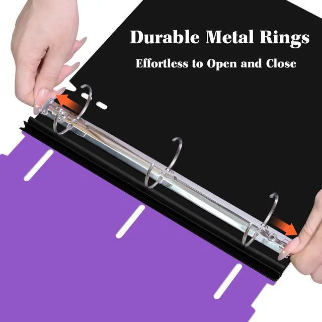 Alt view image 4 of 7 - 1.5 Inch Telescoping 3 Ring Binder, 6 Pack Portable Plastic Binder with Telescoping Spine, Holds 8.5" x 11" Paper, Assorted ColorsPerfect for School, Office & Home