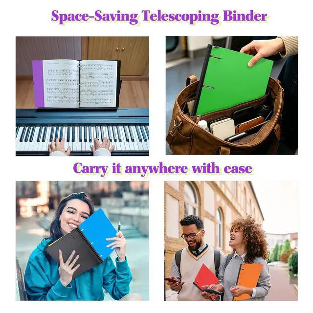 Alt view image 6 of 7 - 1.5 Inch Telescoping 3 Ring Binder, 6 Pack Portable Plastic Binder with Telescoping Spine, Holds 8.5" x 11" Paper, Assorted ColorsPerfect for School, Office & Home