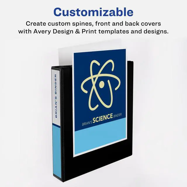 Alt view image 5 of 7 - ® Two-Tone 3 Ring Binder, 1.5" Slant Rings, 1 White/Black Binder For School, Home and Office Organization, Clear Overlays, DuraHinge Tear-Resistant Spine, DuraEdge Split-Resistant Edges