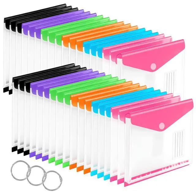 Main image of 36 Pack Binder Folders with Pockets 11 Holes Expandable Dividers for 2/3/4 Ring Document Pouch with Label Loose-Leaf Transparent Binder Organizer for School Home Office