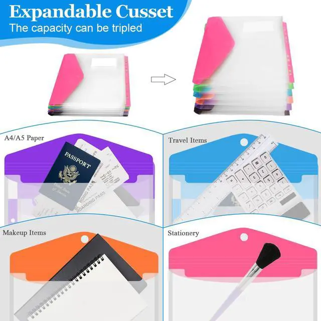 Alt view image 4 of 7 - 36 Pack Binder Folders with Pockets 11 Holes Expandable Dividers for 2/3/4 Ring Document Pouch with Label Loose-Leaf Transparent Binder Organizer for School Home Office
