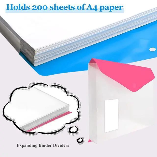 Alt view image 5 of 7 - 36 Pack Binder Folders with Pockets 11 Holes Expandable Dividers for 2/3/4 Ring Document Pouch with Label Loose-Leaf Transparent Binder Organizer for School Home Office