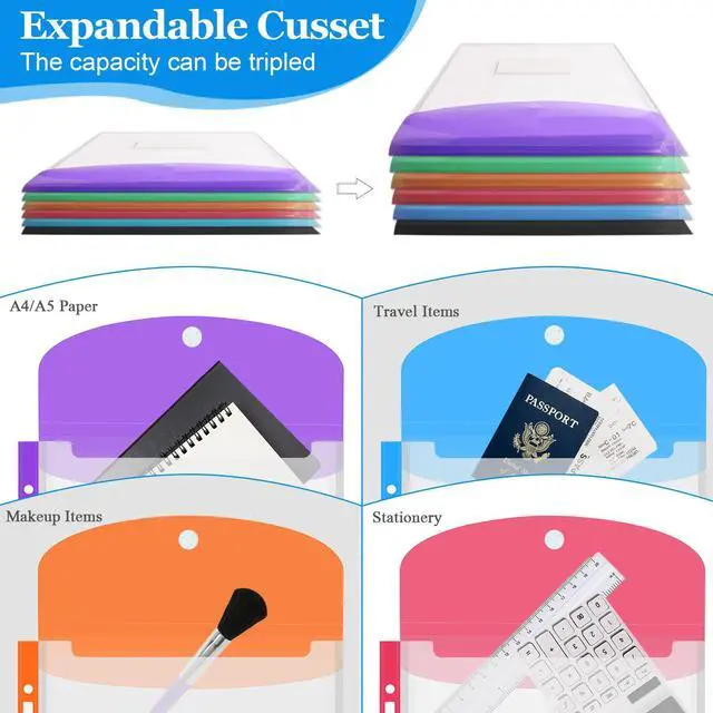 Alt view image 4 of 7 - 36 Pack Binder Folders with Pockets 11 Holes Expandable Dividers for 2/3/4 Ring Document Pouch with Label Loose-Leaf Transparent Binder Organizer for School Home Office