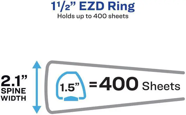 Alt view image 2 of 7 - Heavy-Duty View Binder, 1-1/2" EZD Rings, 1 Black Binder For Heavy School, Home and Office Use, DuraHinge Tear-Resistant Spine, DuraEdge Split-Resistant Sides, Linen Finish