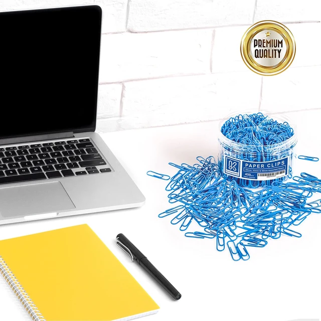 Alt view image 6 of 7 - 450 Blue Color Paper Clips Assorted Sizes Small, Medium and Large Paper Clips for Paperwork Ideal for Home, School and Office Use (Assorted, Blue)