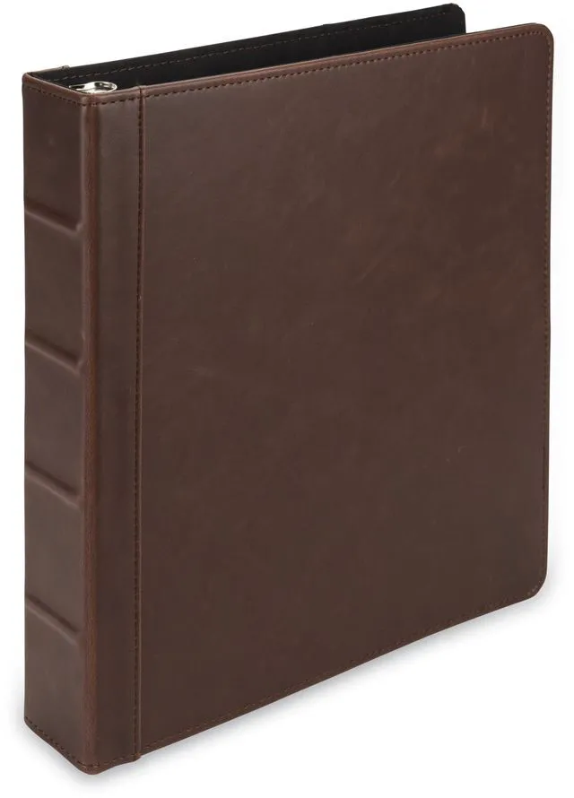Main image of Vintage Leather Binder, 1.5 Inch Round Ring (Holds 325 Sheets), Letter Size 8.5x11 Documents, Professional Organizer Portfolio, Planner, No Zipper, Brown