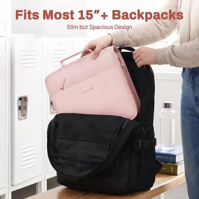 Alt view image 2 of 7 - Zipper Binder with Handle, 1.5 Inch O-Ring, 325 Pages Capacity, with 5-Tab Expanding File Folder for Classified Storage, Small Size Lightweight Zipper Bag for Middle School Students, Pink Lotus