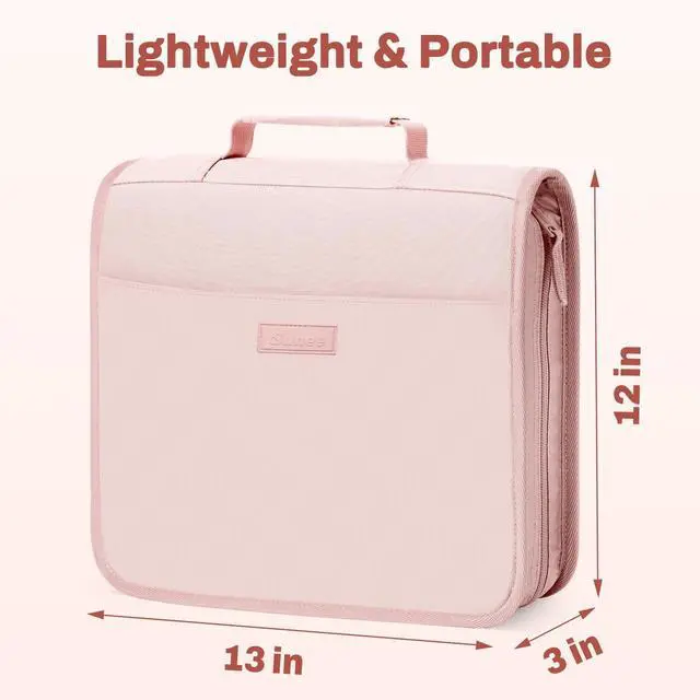 Alt view image 3 of 7 - Zipper Binder with Handle, 1.5 Inch O-Ring, 325 Pages Capacity, with 5-Tab Expanding File Folder for Classified Storage, Small Size Lightweight Zipper Bag for Middle School Students, Pink Lotus
