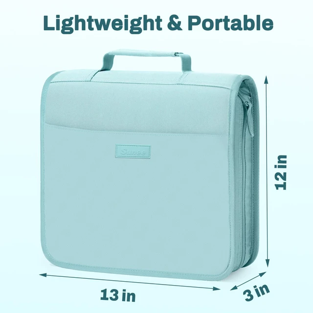 Alt view image 3 of 7 - Zipper Binder with Handle, 1.5 Inch O-Ring, 325 Pages Capacity, with 5-Tab Expanding File Folder for Classified Storage, Small Size Lightweight Zipper Bag, Sky Blue