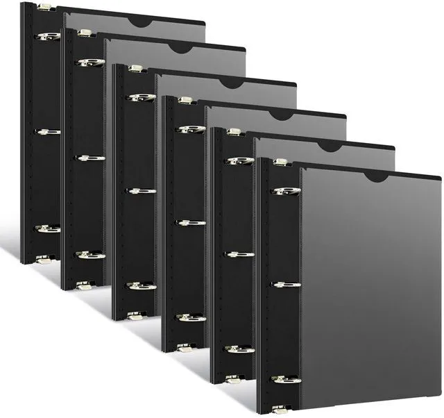Main image of 1 Inch Telescoping 3 Ring Binder - 6PCS, Flexible Round Binder with Customizable Front Cover and Clear Catalog Pocket, 1Inch Rings, BlackPerfect for School, Office & Home