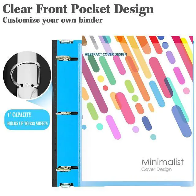 Alt view image 5 of 7 - 1 Inch Telescoping 3 Ring Binder - 6PCS, Flexible Round Binder with Customizable Front Cover and Clear Catalog Pocket, 1Inch Rings, Perfect for School, Office & Home
