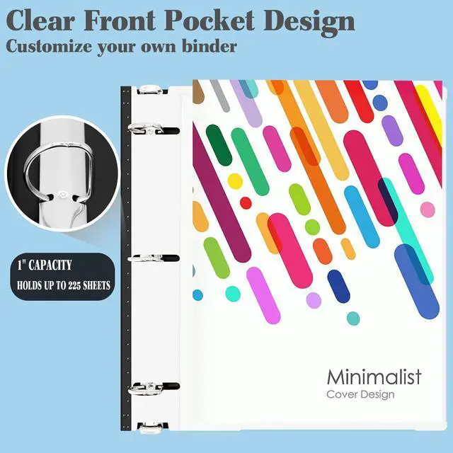 Alt view image 3 of 7 - 1 Inch Telescoping 3 Ring Binder - 6PCS, Flexible Round Binder with Customizable Front Cover and Clear Catalog Pocket, 1Inch Rings, White Perfect for School, Office & Home
