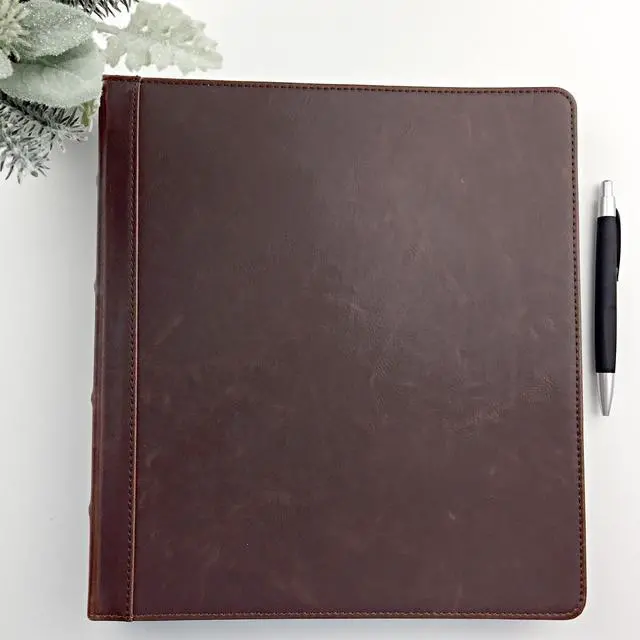 Alt view image 2 of 7 - Vintage Leather 3 Ring Binder, Professional Organizer, Planner, 1 Inch Round Ring (Holds 200 Sheets), Letter Size 8.5 x 11, No Zipper, Brown