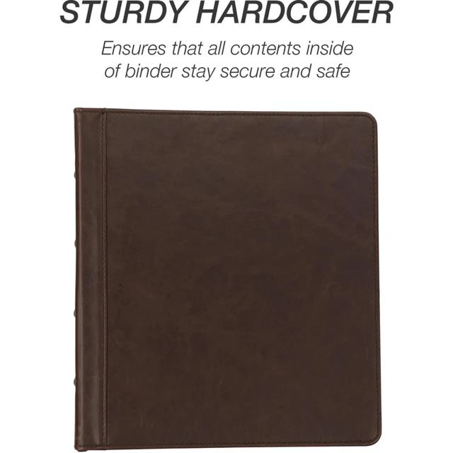 Alt view image 5 of 7 - Vintage Leather 3 Ring Binder, Professional Organizer, Planner, 1 Inch Round Ring (Holds 200 Sheets), Letter Size 8.5 x 11, No Zipper, Brown
