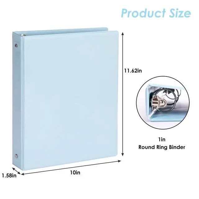 Alt view image 2 of 7 - 1 inch 3-Ring Binder 12 Pack Assorted Pastel Color with 2 Pockets Inside, Fits 11 x 8.5 Inch Paper with 175 Sheets Capacity, for Office, Home, School Project