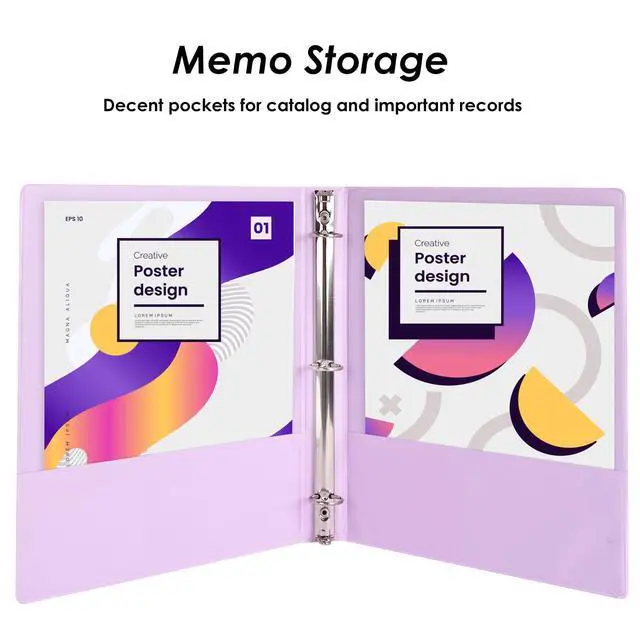 Alt view image 5 of 7 - 1 inch 3-Ring Binder 12 Pack Assorted Pastel Color with 2 Pockets Inside, Fits 11 x 8.5 Inch Paper with 175 Sheets Capacity, for Office, Home, School Project
