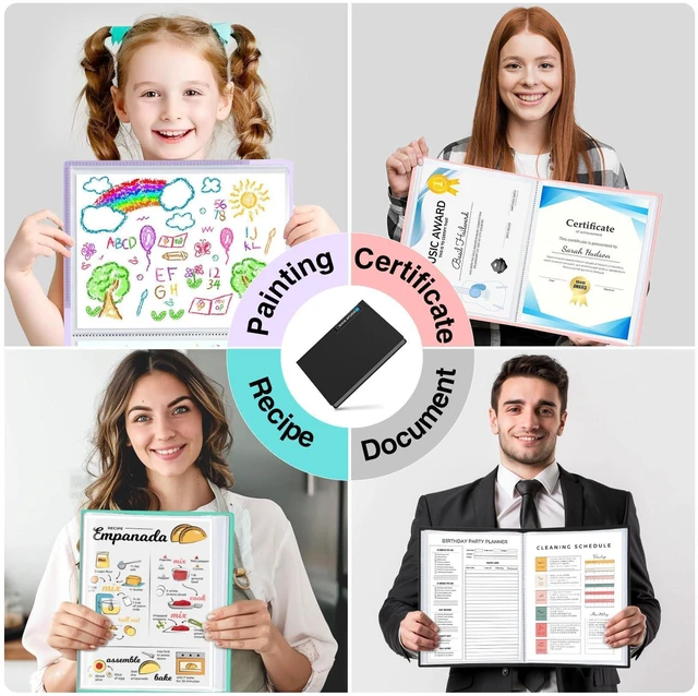 Alt view image 6 of 6 - 4 Pack Binder with Plastic Sleeves 30Pocket, Displays 36 Pages 8.5x11 Presentation Folders with Clear Sheet Protectors, Art Portfolio Binder for Certificate & Office Project Folder