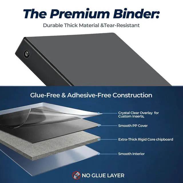 Alt view image 3 of 7 - 1 Inch Black 3 Ring Binders 12 Pack, PVC-Free Clear View Binder with 2 Interior Pockets, Holds 200 Sheets of 8.5" x 11" Paper for Office, Business Presentations, Projects & Home Organization