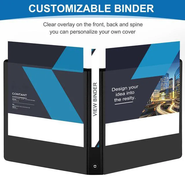 Alt view image 7 of 7 - 1 Inch Black 3 Ring Binders 12 Pack, PVC-Free Clear View Binder with 2 Interior Pockets, Holds 200 Sheets of 8.5" x 11" Paper for Office, Business Presentations, Projects & Home Organization