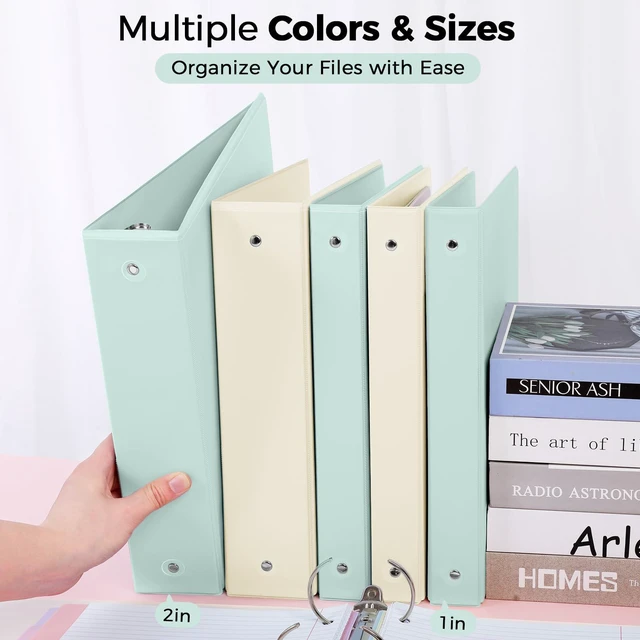 Alt view image 4 of 7 - 1 Inch 3 Ring Binder with 8 Tab Dividers & 24 Labels, Pastel Binder Organizer for Letter Size Paper, Aesthetic School Binder for Notes, Documents, Office & Home Organization, Green