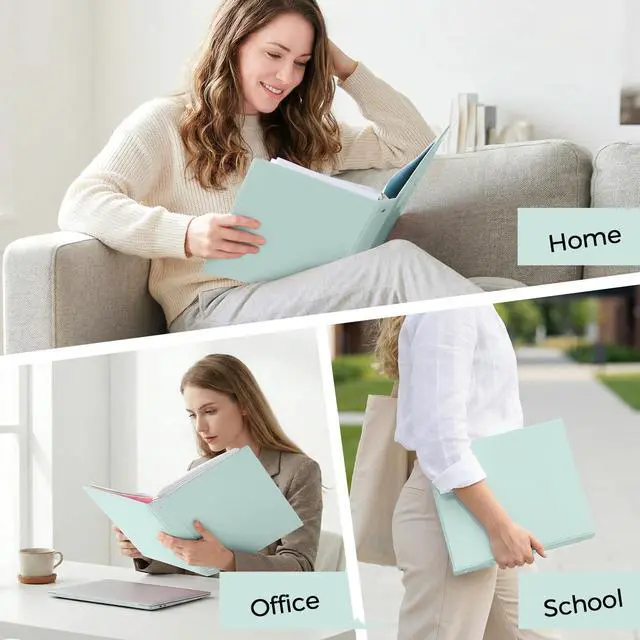 Alt view image 7 of 7 - 1 Inch 3 Ring Binder with 8 Tab Dividers & 24 Labels, Pastel Binder Organizer for Letter Size Paper, Aesthetic School Binder for Notes, Documents, Office & Home Organization, Green