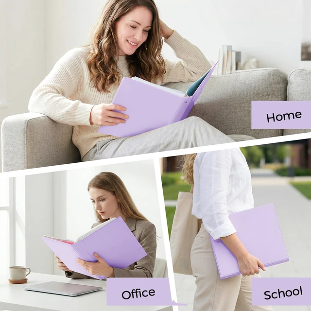 Alt view image 7 of 7 - 1 Inch 3 Ring Binder with 8 Tab Dividers & 24 Labels, Pastel Binder Organizer for Letter Size Paper, Aesthetic School Binder for Notes, Documents, Office & Home Organization, Purple