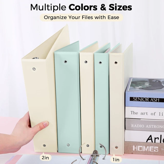 Alt view image 4 of 7 - 1 Inch 3 Ring Binder with 8 Tab Dividers & 24 Labels, Pastel Binder Organizer for Letter Size Paper, Aesthetic School Binder for Notes, Documents, Office & Home Organization, Pearl White
