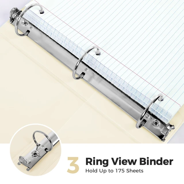 Alt view image 5 of 7 - 1 Inch 3 Ring Binder with 8 Tab Dividers & 24 Labels, Pastel Binder Organizer for Letter Size Paper, Aesthetic School Binder for Notes, Documents, Office & Home Organization, Pearl White