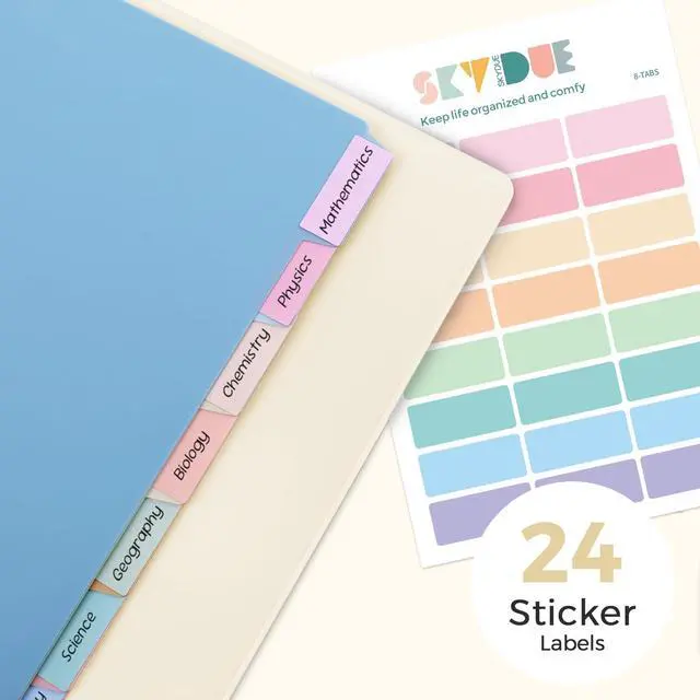 Alt view image 6 of 7 - 1 Inch 3 Ring Binder with 8 Tab Dividers & 24 Labels, Pastel Binder Organizer for Letter Size Paper, Aesthetic School Binder for Notes, Documents, Office & Home Organization, Pearl White