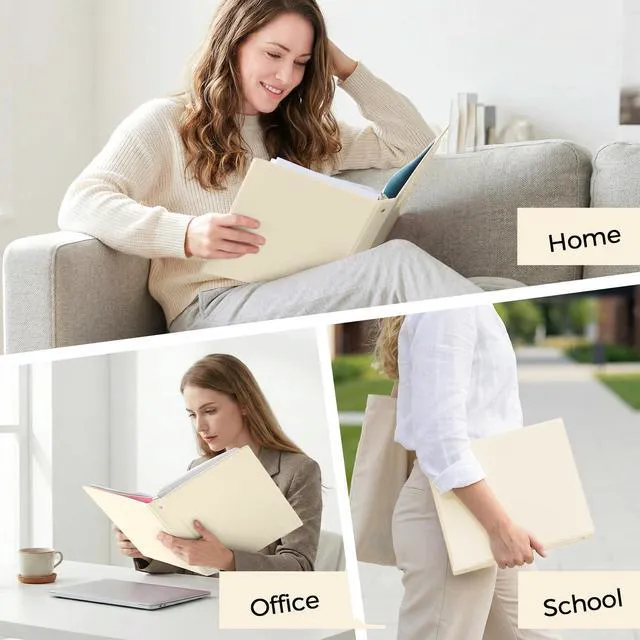 Alt view image 7 of 7 - 1 Inch 3 Ring Binder with 8 Tab Dividers & 24 Labels, Pastel Binder Organizer for Letter Size Paper, Aesthetic School Binder for Notes, Documents, Office & Home Organization, Pearl White