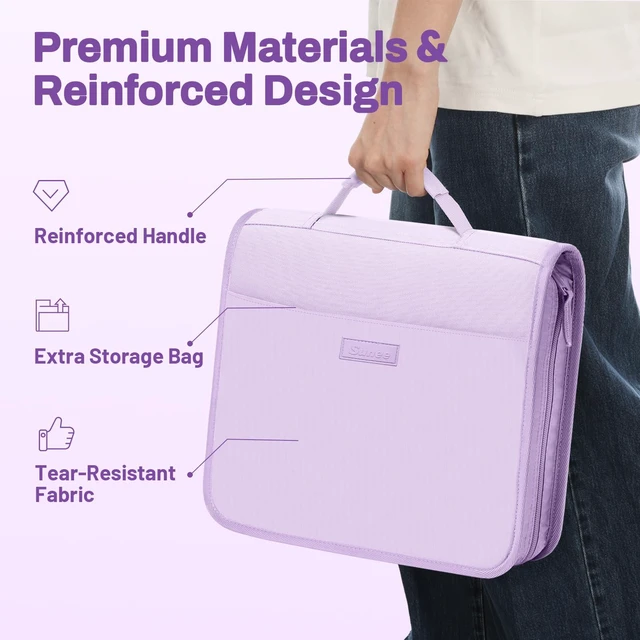Alt view image 6 of 7 - Zipper Binder with Handle, 1.5 Inch O-Ring, 325 Pages Capacity, with 5-Tab Expanding File Folder for Classified Storage, Small Size Lightweight Zipper Bag for Middle School Students, Lavender Purple