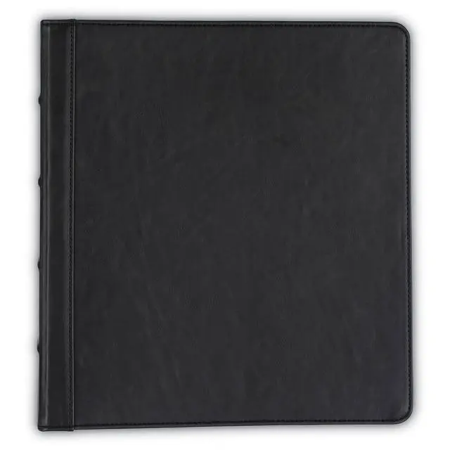 Alt view image 4 of 6 - Vintage Faux Leather 3 Ring Binder, 1.5 Inch Round Ring, Full Size Binder for 8.5 x 11 Letter Size Paper, Professional Organizer with Interior Pockets, No Zipper, Black