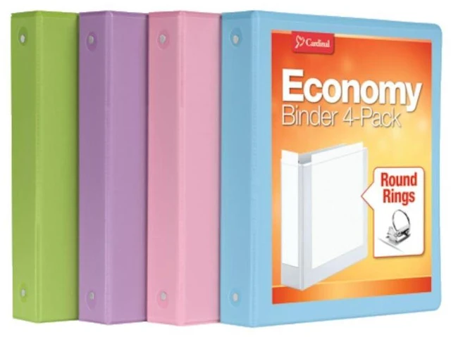 Main image of 3 Ring Binders, Binders for School and Office, Durable 1.5 Inch, Round Rings, Holds 350 Sheets, ClearVue Presentation View, Non-Stick, Assorted Pastel Colors, 4 Pack (79552)