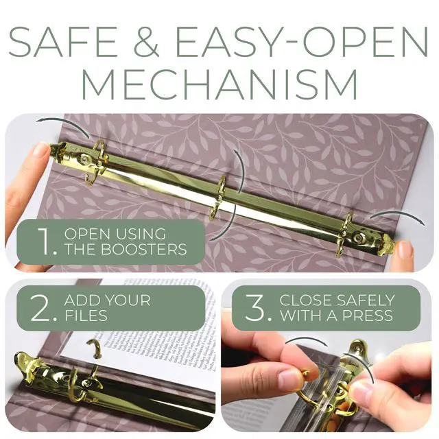 Alt view image 3 of 7 - Cute 3 Ring Binder 1-Inch Rings 3-Pack of Binders with Pockets, Gold-Foil & Metal Corners 1 Inch Binders 3 Ring Cute for School, Office & Work 1" Pastel Three-Ring Binder One Inch