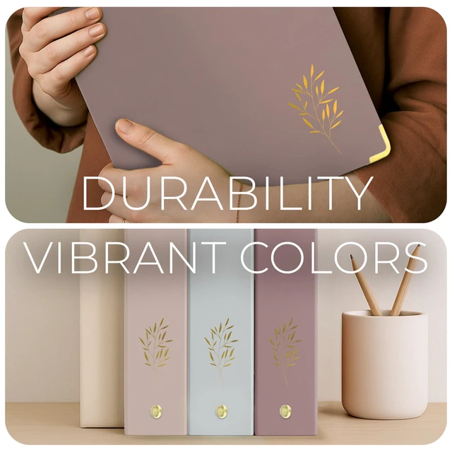 Alt view image 7 of 7 - Cute 3 Ring Binder 1-Inch Rings 3-Pack of Binders with Pockets, Gold-Foil & Metal Corners 1 Inch Binders 3 Ring Cute for School, Office & Work 1" Pastel Three-Ring Binder One Inch