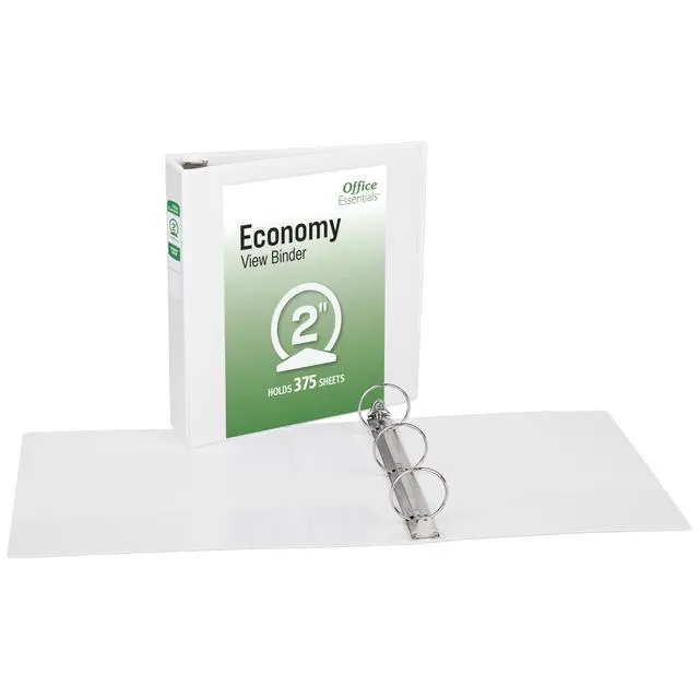Alt view image 7 of 7 - Economy View 3 Ring Binders, 2" Round Rings, 2.8" Spine, 375-Sheet Capacity, White Binders (4-Pack of 03146)
