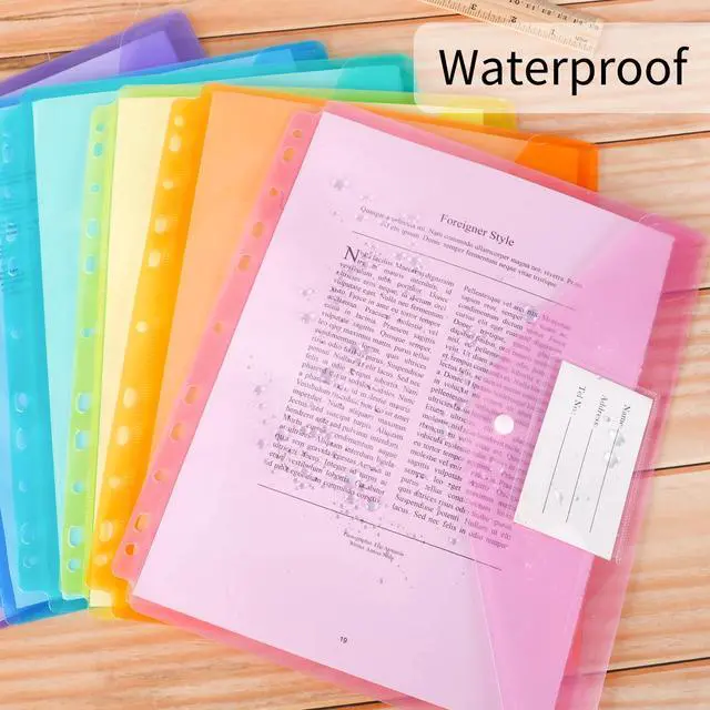 Alt view image 4 of 7 - 30pcs Binder Sleeves, Binder Pockets for 3 Ring, Binder Folders, 11 Holes, Letter Size, Snap Button Pouch with Label for School, Home and Office