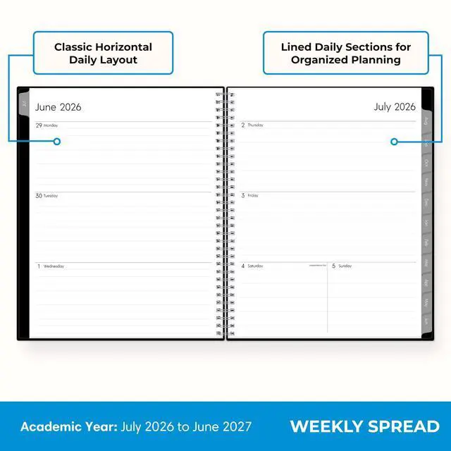 Alt view image 3 of 7 - 2026-2027 Weekly & Monthly Academic Planner, 7"x9", Enterprise July 2026 - June 2027, Flexible Cover, Wirebound, Laminated Tabs, Academic Year